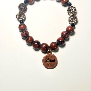 Copper Love Charm Beaded Bracelet
